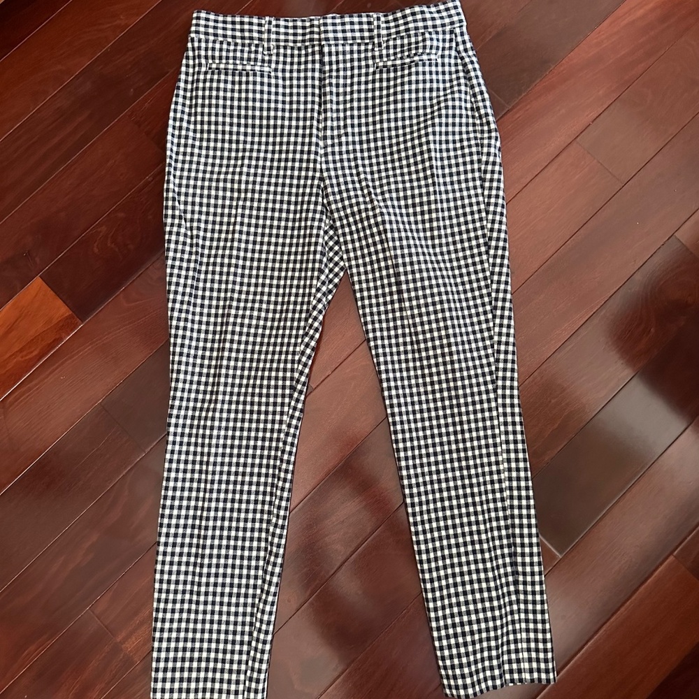 GAP Signature Navy Blue & White Check Gingham Skinny Ankle Pants Size 6 NWOT
